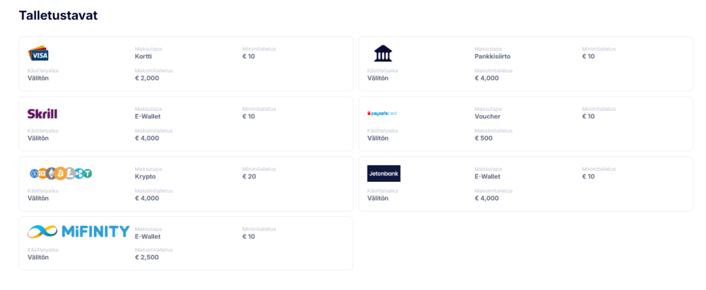 fiday casino payment